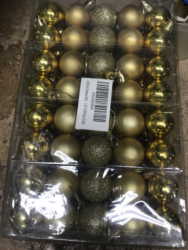 Photo 2 of 160 Pcs Christmas Balls Ornaments for Xmas Tree - Shatterproof Christmas Tree Decorations Small Hanging Ball 1.18" X 160 Pack (Gold)