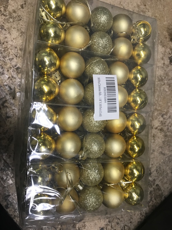 Photo 1 of 160 Pcs Christmas Balls Ornaments for Xmas Tree - Shatterproof Christmas Tree Decorations Small Hanging Ball 1.18" X 160 Pack (Gold)