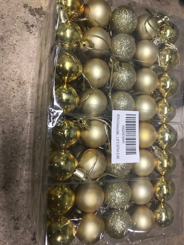 Photo 2 of 160 Pcs Christmas Balls Ornaments for Xmas Tree - Shatterproof Christmas Tree Decorations Small Hanging Ball 1.18" X 160 Pack (Gold)