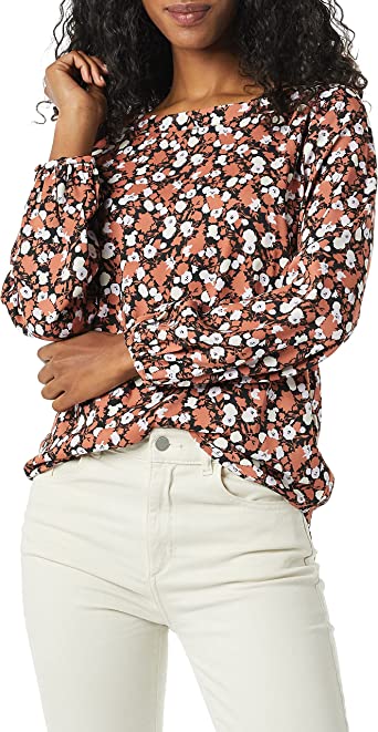 Photo 1 of Amazon Essentials Women's Georgette Bateau Neck Blouson Sleeve Shirt- size xlarge 