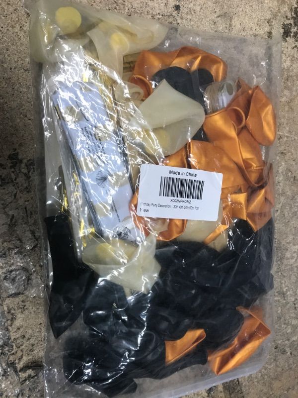 Photo 1 of Black Gold Birthday Decorations 46 Pieces Balloon kit with foil Balloons,Flower Pompoms,Happy Birthday Banner,Happy Birthday Party Supplies Kit, Women Men Black Gold Birthday Party