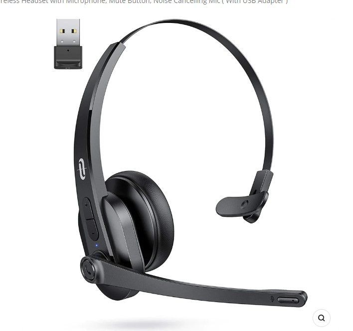 Photo 1 of  Taotronics Wireless Headset with Microphone, Mute Button, Noise Cancelling Mic ( With USB Adapter )
