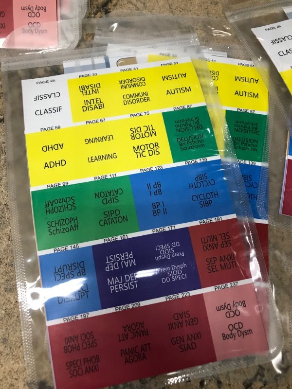 Photo 2 of Index Tabs for DSM-5, Color-Coded DSM-5 Tabs, Laminated for Protection, 80 Tab in Total, 11 Blank Tabs, with Alignment Guide and Bookmark, Easy to Apply and Remove 2pack
