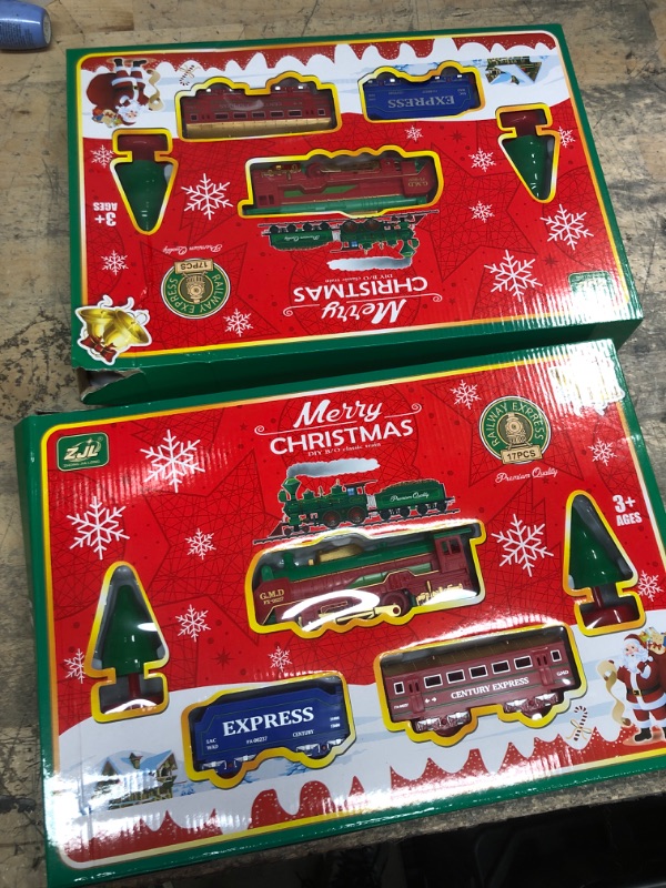 Photo 2 of 2 pack NextPro Toy Train Set, Vintage Train Toy Christams Tree Train Track Toys with Lights for Kids, Toddlers Aged 3 4 5 6+ Year Old Kids