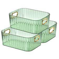 Photo 1 of 3 Pack Plastic Storage Bins , Storage Container Basket with Handle for Home Office, Acrylic Multi-Use Organizer Bins for Kitchen Cabinet,Refrigerator, Food Pantry,Countertops, Bedrooms, Bathrooms