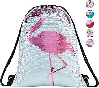 Photo 1 of 3 pack Segorts Unicorn Mermaid Sequin Drawstring Bags Reversible Sequins Dance Bag Gym Backpacks for Girls Kids