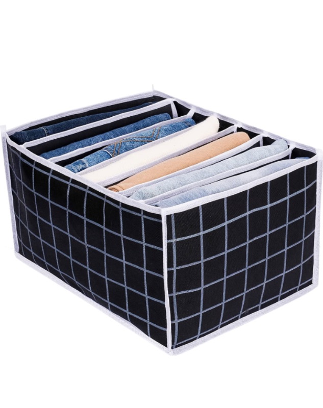 Photo 1 of *** BUNDLE OF 3 *** [Upgraded] TOOVREN Wardrobe Clothes Organizer for Jeans 7 Grids Larger Clothing Storage Organizer Washable Closet Drawer Organizer for Folded Clothes, Thin Coats, Jeans, Leggings, Sweaters, T-shirt (Black 1PCS)30