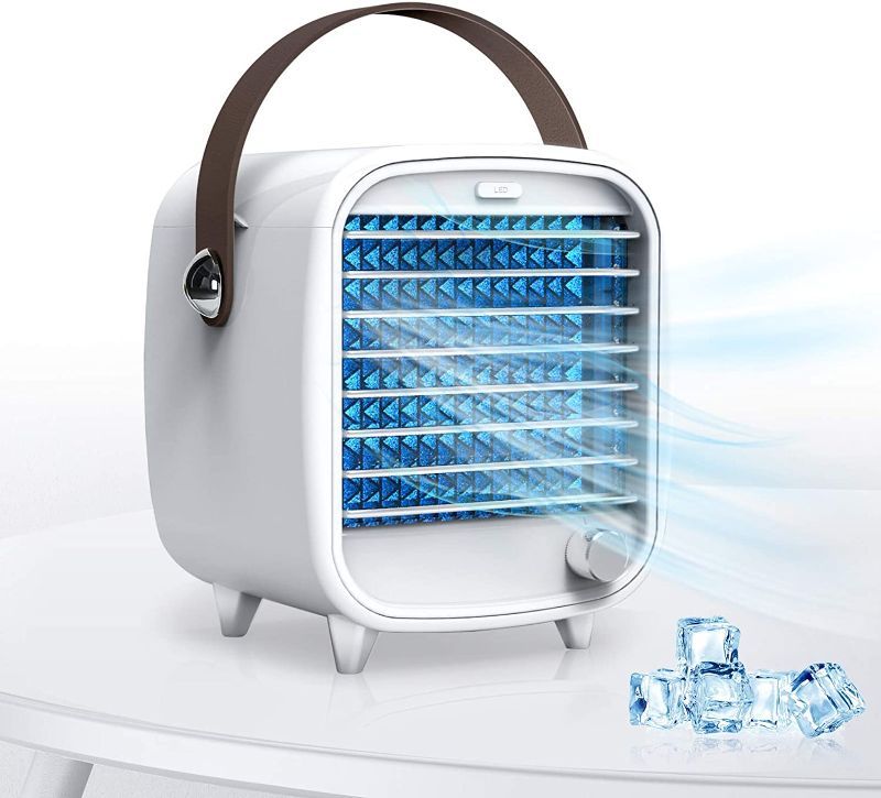 Photo 1 of SmartDevil Portable Air Conditioner Fan, USB Small Desk Air Cooler Fan with Night Light, Adjustable Wind Direction Personal Cooling Fan, Built-in Ice Tray,...