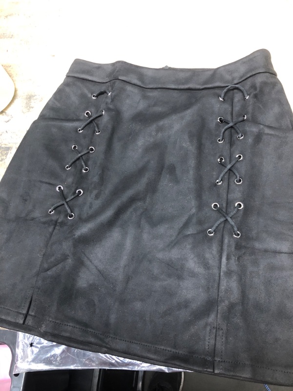 Photo 1 of katiewens Women's Classic High Waist Lace Up Bodycon Faux Suede A Line Mini Pencil Skirt