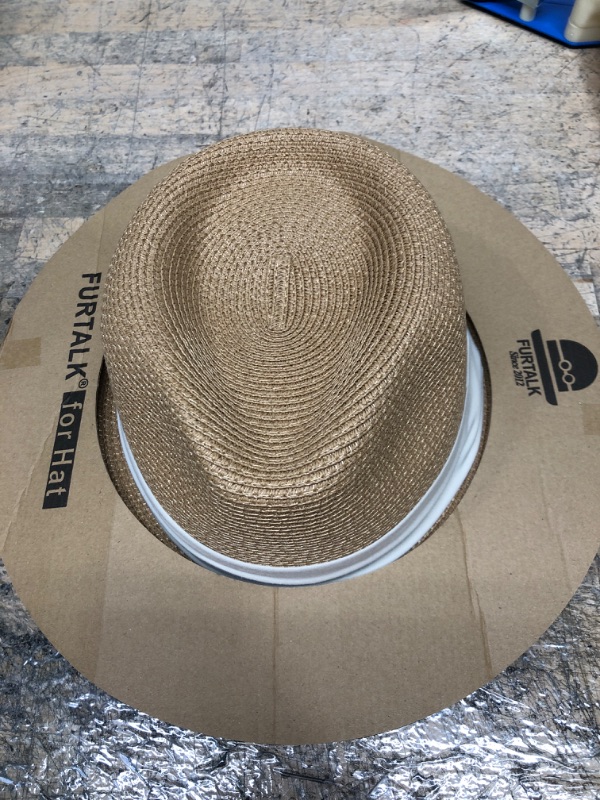 Photo 2 of FURTALK Panama Hat Sun Hats for Women Men Wide Brim Fedora Straw Beach Hat UV UPF 50