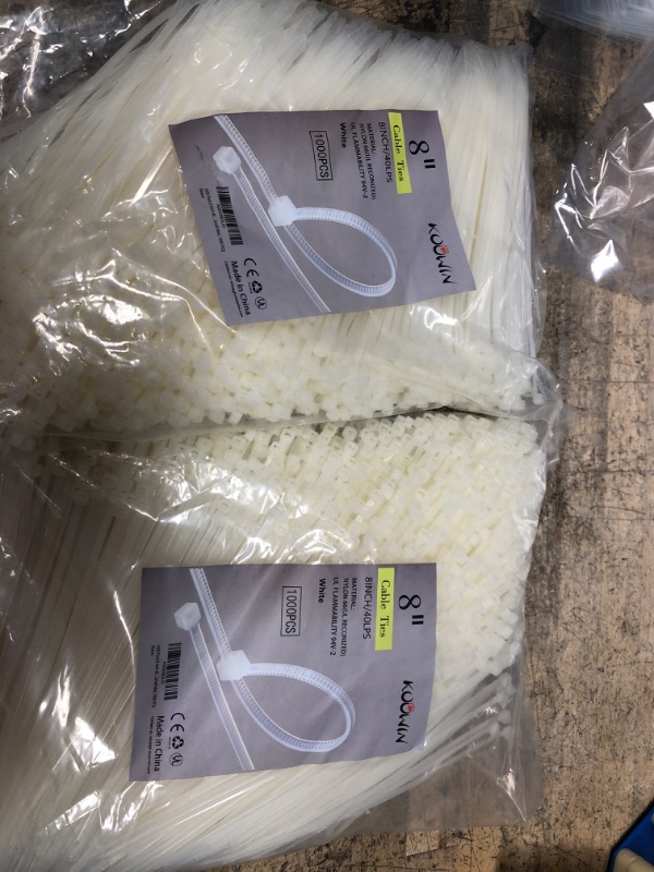 Photo 1 of 2 ITEMS White Zip Ties BINDLE 1000 EACH BAG