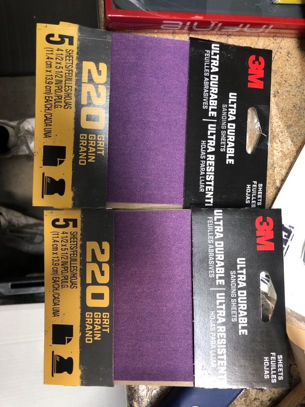 Photo 2 of 1/4SHT SANDPAPER 220GRIT 2 pack
