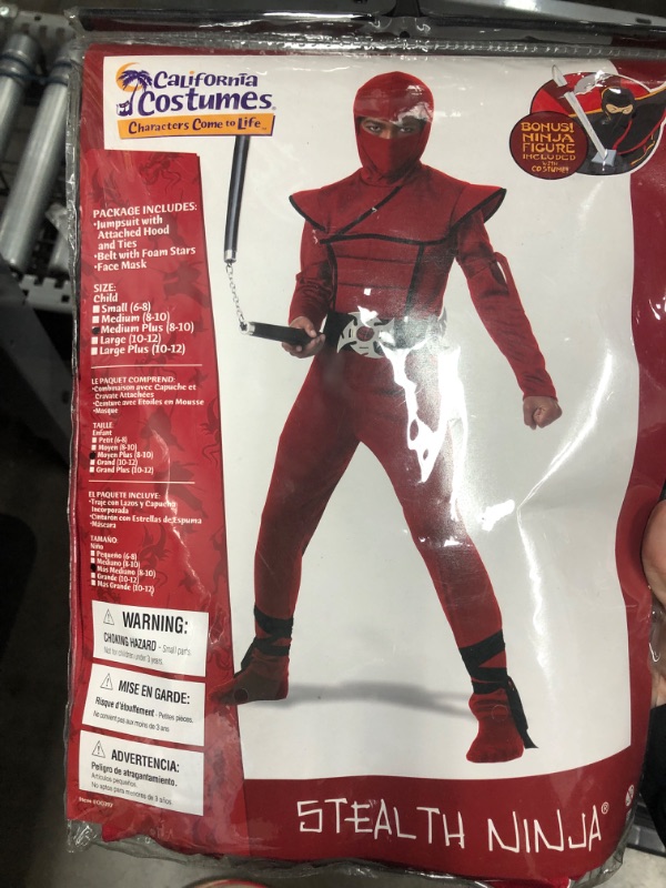 Photo 2 of California Costumes Stealth Ninja Child Costume, Medium Plus, Red/Black Red/Black Medium Plus Stealth Ninja