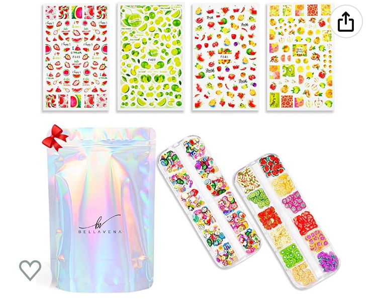 Photo 1 of 600+ Fruit Nail Art Slices and Fun Characters | 500+ Summer Fruity Nail Stickers |High Value Bundle Kit | Easy to Use Accessories 3D Summer Nail Sticker Nail | Perfect for Dip & Acrylic Nails Design