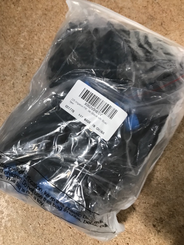 Photo 1 of 225 Irrigation Fittings Kit Drip Irrigation Barbed Connector Include 80 Straight Barb 60 Tees 20 Elbows 20 End Plug 20 4-Way Coupling and 25 Adjustable Water Flow Dripper for Tube (Black with Blue)