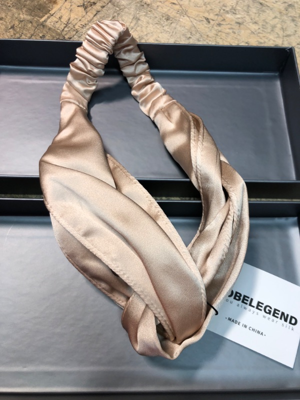 Photo 1 of Globelegend Pure Silk Knot Headband (Light Apricot) 