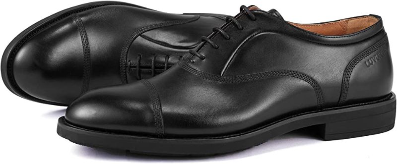 Photo 1 of LUVURTH Oxfords Wingtip Casual & Formal Leather Oxfords Cap Toe Dress Shoes, Black, Size 9 