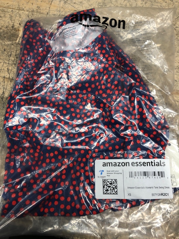 Photo 2 of Amazon Essentials Women's Plus Size Tank Swing Dress (Available in Plus Size) Rayon Blend Navy/Red, Dots X-Small