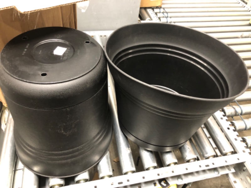 Photo 2 of 2PACK///  Bloem SP1400 Saturn Planter with Saucer, 14", Black 14" Black