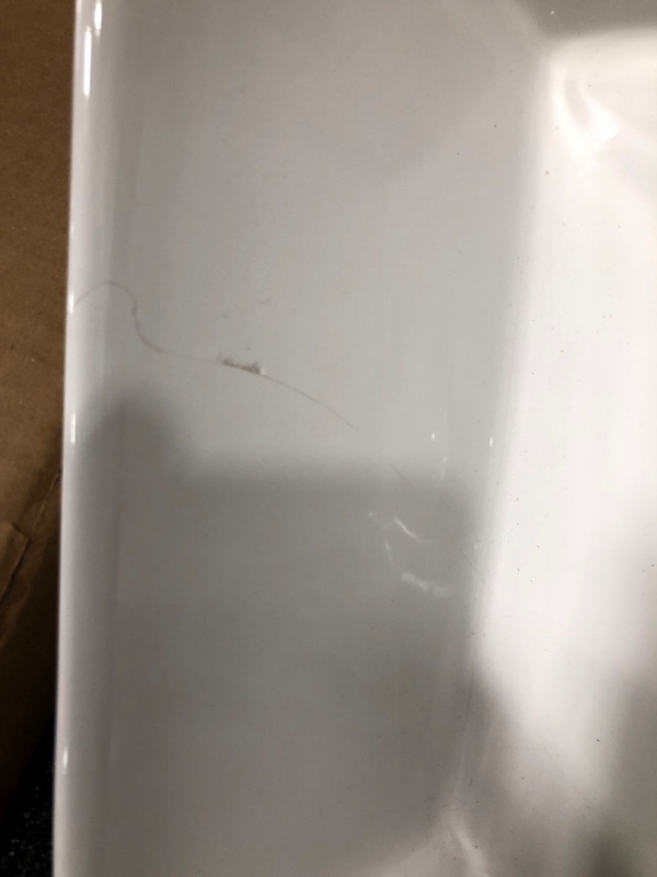 Photo 4 of * Damaged* VCCUCINE Rectangular Vessel Sink, 16"X12" Small Bowl Bathroom Vessel Sink, White Ceramic Lavatory Above Counter Art Basin Vanity Sink