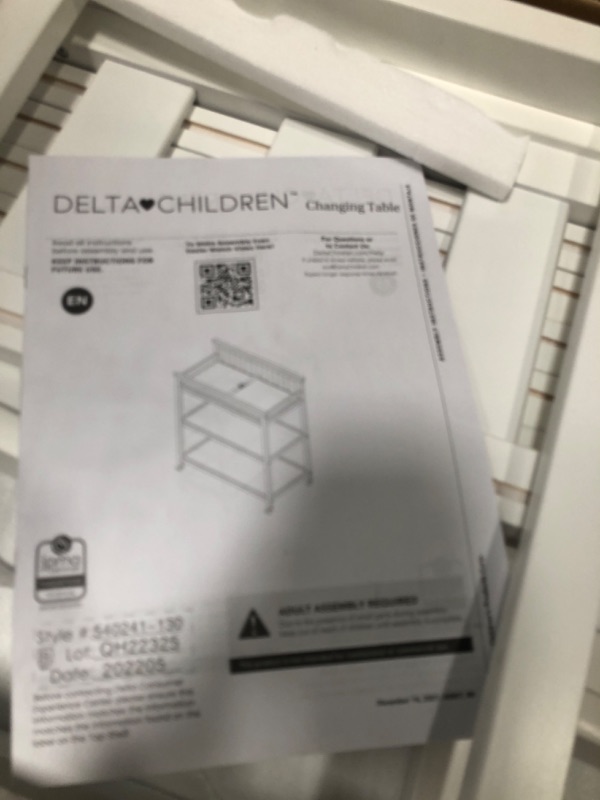 Photo 4 of Delta Children Flat Top Changing Table with Wheels and Changing Pad - Greenguard Gold Certified, Bianca White Bianca White Flat Changing Table