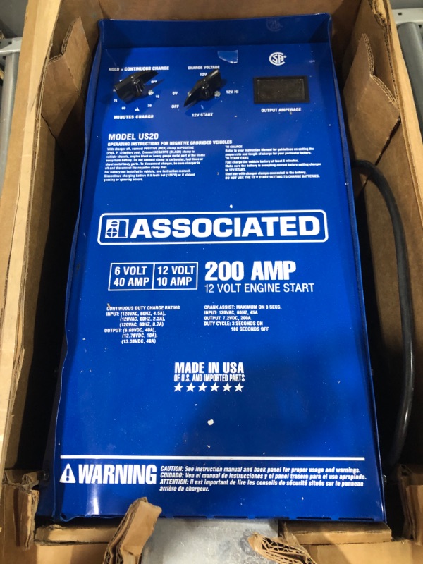 Photo 1 of Associated Equipment US20 6/12 Volt Value Battery Charger Blue 24 Inch