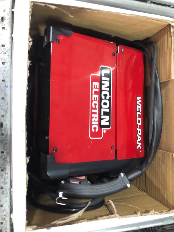 Photo 2 of Lincoln Electric 90i MIG and Flux Core Wire Feed Weld-PAK Welder, 120V Welding Machine, Portable w/Shoulder Strap, Protective Metal Case, Best for Small Jobs, K5256-1 MIG and Flux-Cored Welder