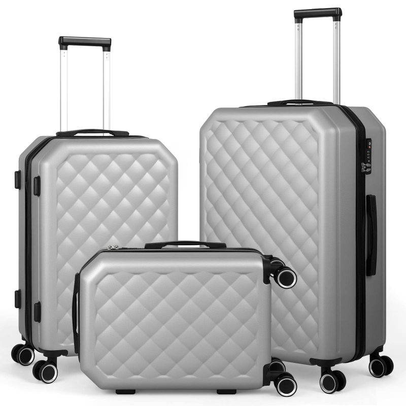 Photo 1 of HIKOLAYAE Big Cottonwood Nested Hardside Luggage Set in Bright Silver, 3 Piece - TSA Compliant