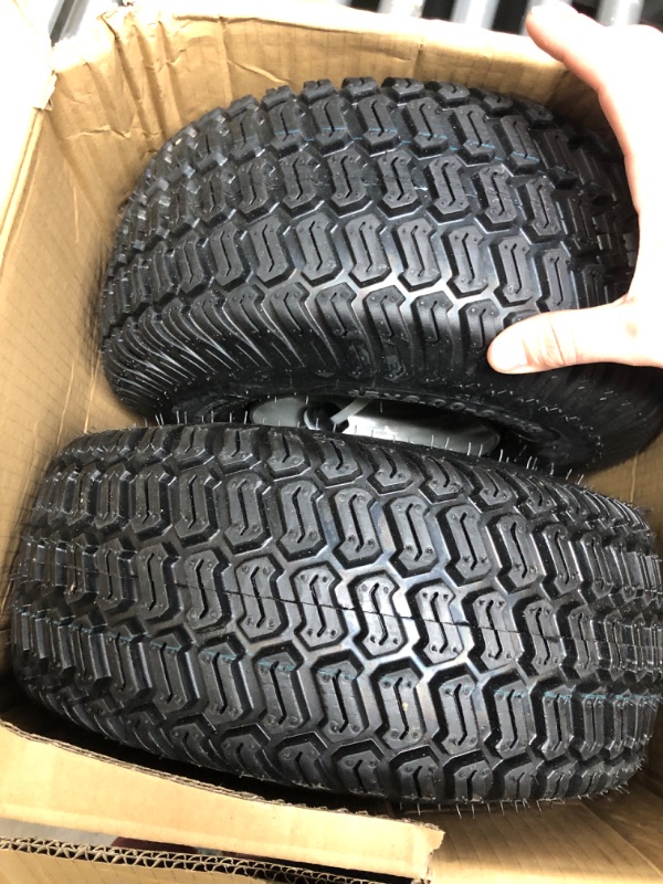 Photo 2 of (Set of 2) 15x6.00-6 Tires & Wheels 4 Ply for Lawn & Garden Mower Turf Tires .75" Bearing ATW-003
