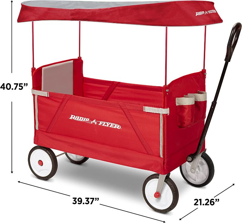 Photo 1 of Radio Flyer 3-In-1 EZ Folding, Outdoor Collapsible Wagon for Kids & Cargo, Red Folding Wagon
