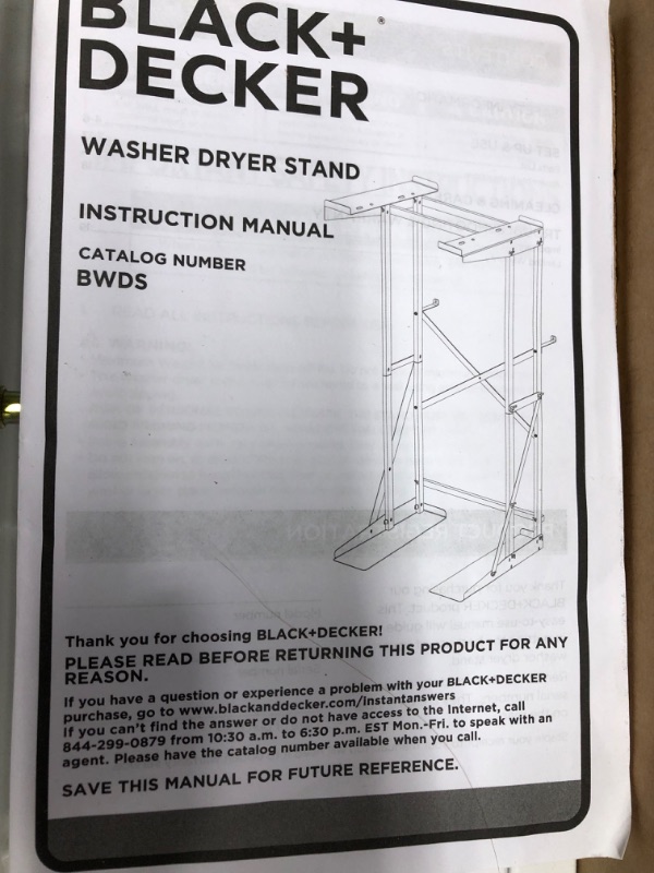 Photo 3 of *** USED *** ****LOOSE OR MISSING HARDWARE *** BLACK+DECKER BWDS Washer Dryer Stacking Rack Stand, White
