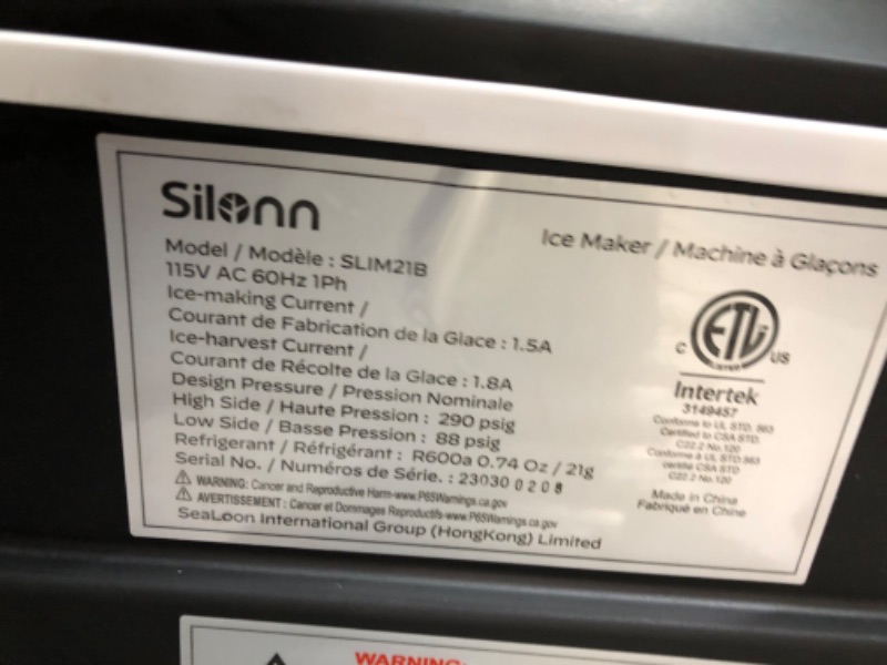 Photo 5 of ***PARTS ONLY NOT FUNCTIONAL***Silonn Ice Maker Countertop, Portable Ice Machine with Carry Handle, Self-Cleaning Ice Makers with Basket and Scoop, 9 Cubes in 6 Mins, 26 lbs per Day, Ideal for Home, Kitchen, Camping, RV
