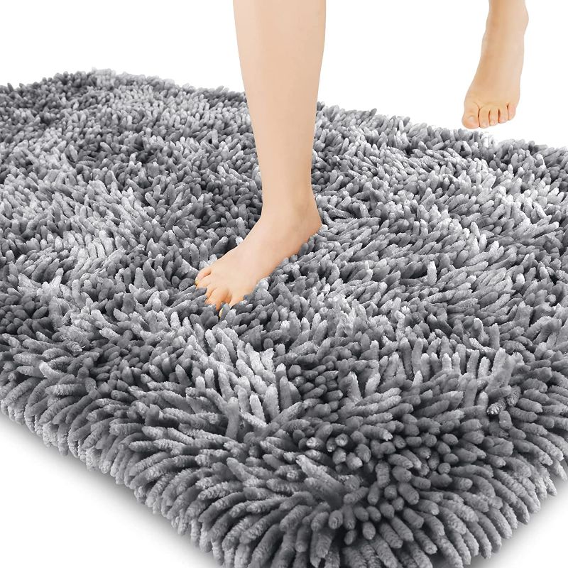 Photo 1 of 4 item bundle 
Yimobra Luxury Chenille Bathroom Rug Mat, Extra Soft and Absorbent Shaggy Bath Rugs Non Slip, Machine Washble Dry, Plush Floor Carpet for Tub, Shower, and Bath Room, Light Purple Gray  (x4)