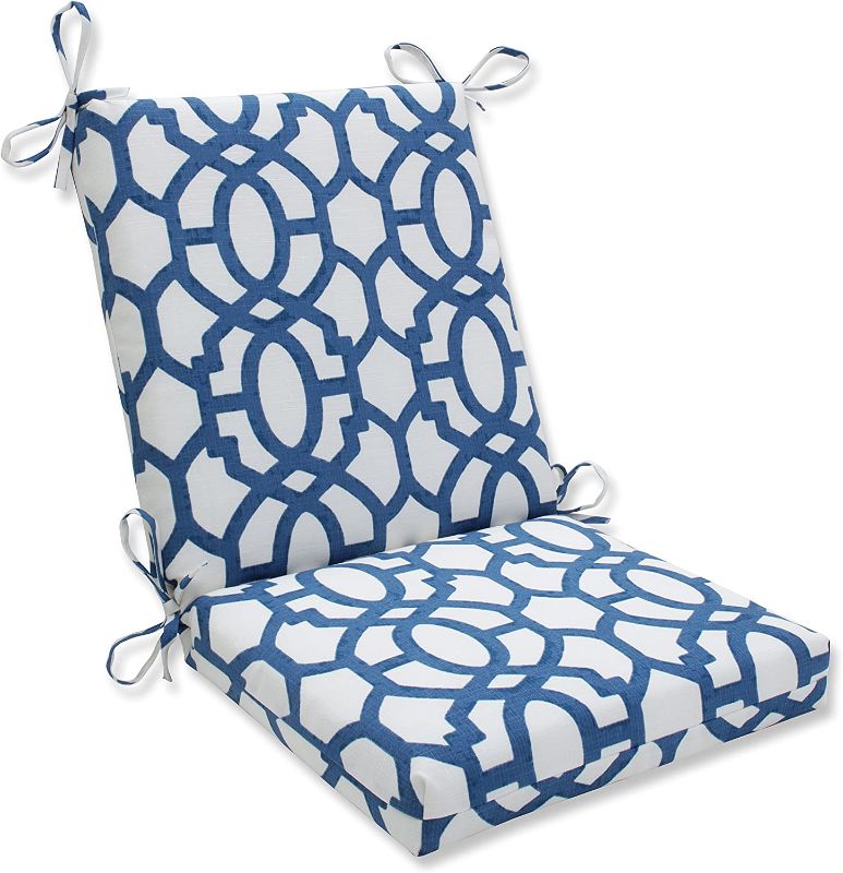 Photo 1 of 4 item bundle 
Pillow Perfect Outdoor/Indoor Nunu Geo Ink Square Corner Chair Cushion, 36.5" x 18", Blue(x4)
