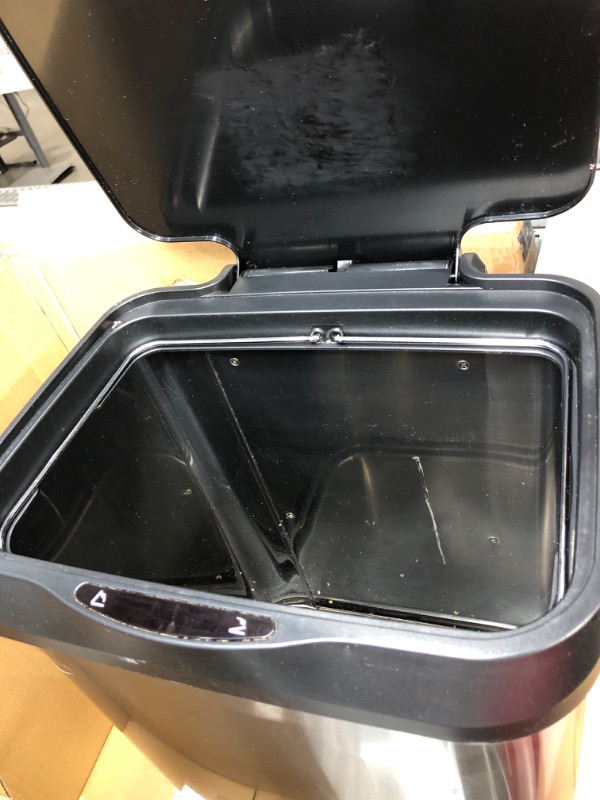 Photo 3 of **** USED - NEEDS TO BE CLEANED*** Glad Stainless Steel Trash Can with Clorox Odor Protection | Touchless Metal Kitchen Garbage Bin with Soft Close Lid and Waste Bag Roll Holder, 13 Gallon, Motion Sensor Motion Sensor 13 Gallon
