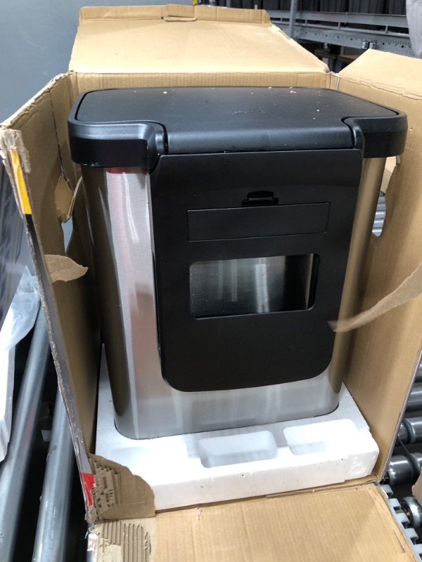 Photo 2 of **** USED - NEEDS TO BE CLEANED*** Glad Stainless Steel Trash Can with Clorox Odor Protection | Touchless Metal Kitchen Garbage Bin with Soft Close Lid and Waste Bag Roll Holder, 13 Gallon, Motion Sensor Motion Sensor 13 Gallon