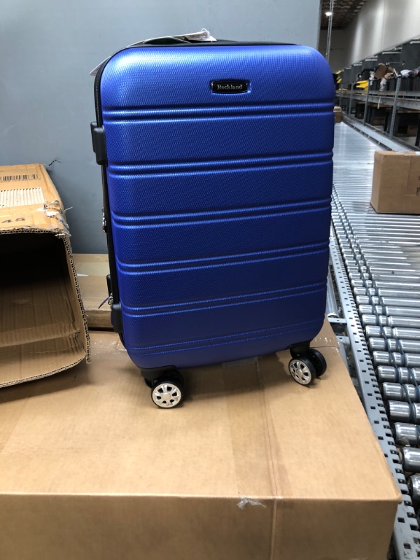 Photo 3 of *** DAMAGED*** Rockland Melbourne Hardside Expandable Spinner Wheel Luggage, Blue, Carry-On 20-Inch Carry-On 20-Inch Blue