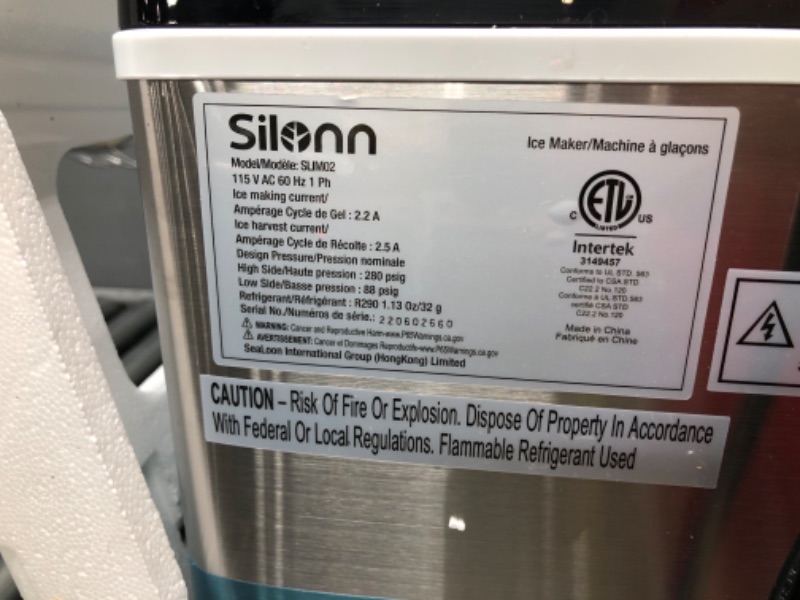 Photo 2 of **** tested - powers on *** Silonn Countertop Ice Cube Ice Makers, 45lbs Per Day, Auto Self-Cleaning & New Wave Enviro Products BPA Free Tritan™ Bottle, 3-Gallon  
