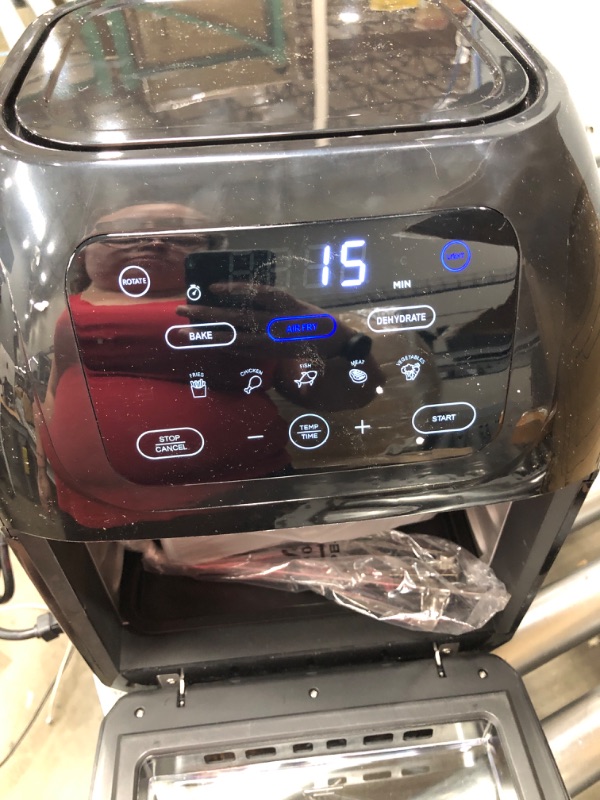 Photo 4 of **** tested - powers on *** CHEFMAN Multifunctional Digital Air Fryer+ Rotisserie, Dehydrator, Convection Oven, 17 Touch Screen Presets Fry, Roast, Dehydrate, Bake, XL 10L Family Size, Auto Shutoff, Large Easy-View Window, Black 10 QT Air Fryer