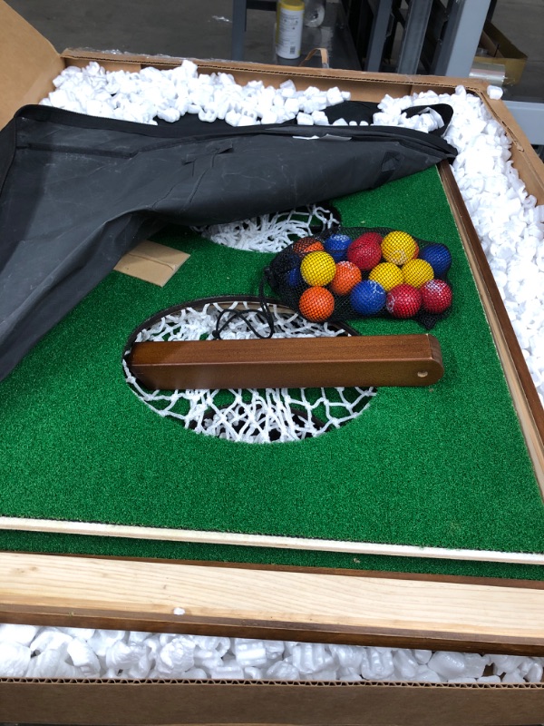 Photo 2 of **** WOOD PIECE BROKEN BUT CAN BE GLUED*** GoSports BattleChip Versus Golf Game - Includes Two 3 ft x 2 ft Targets, 16 Foam Balls, 2 Hitting Mats, Scorecard and Carrying Case