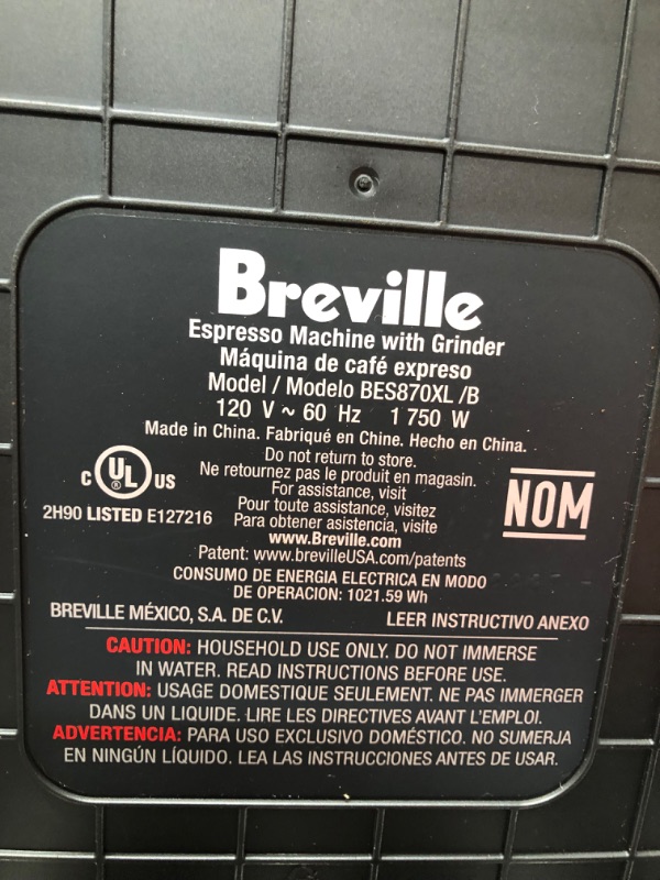 Photo 5 of **NOT FUCTIONAL**Breville Barista Express Espresso Machine, Brushed Stainless Steel, BES870XL
