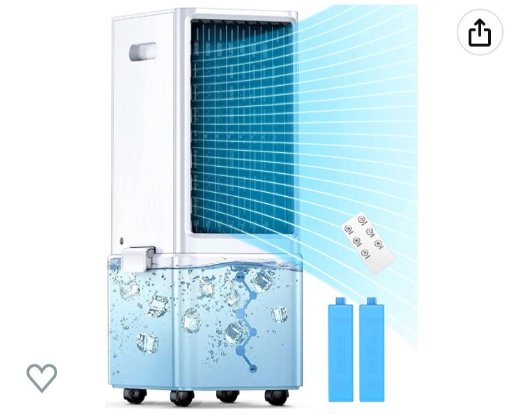 Photo 1 of **Damage**Evaporative Air Cooler, SKYICE 3-IN-1 Windowless Swamp Cooler w/ 2.4 Gal Detachable Water Tank, 12H Timer & 20FT Remote Control, Bladeless Evaporative Cooler, Air Conditioner Portable for Room