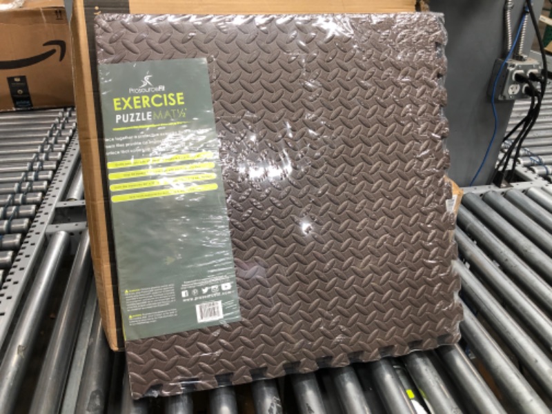 Photo 2 of * SEE NOTES * ProsourceFit Puzzle Exercise Mat ½”, EVA Foam Interlocking Tiles, Protective Flooring for Gym Equipment and Cushion for Workouts Brown - 1/2 Inch - 24 Sq Ft - 6 Tiles