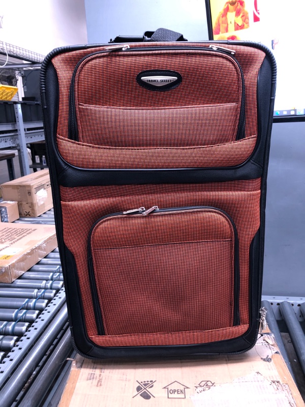 Photo 2 of * SEE PHOTOS Travel Select Amsterdam Expandable Rolling Upright Luggage, Orange, Checked-Medium 25-Inch Checked-Medium 25-Inch Orange
