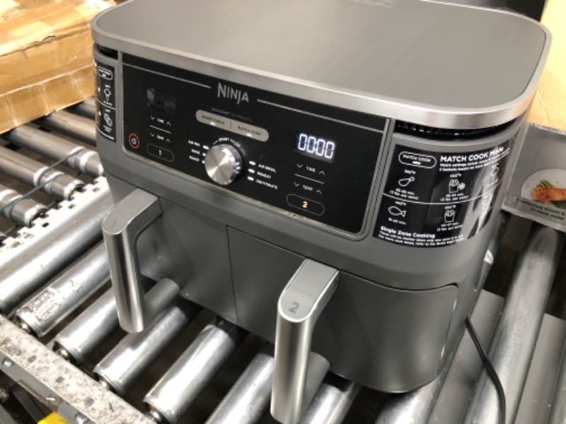 Photo 3 of Ninja DZ401 Foodi 10 Quart 6-in-1 DualZone XL 2-Basket Air Fryer with 2 Independent Frying Baskets, Match Cook & Smart Finish to Roast, Broil, Dehydrate & More for Quick, Easy Family-Sized Meals, Grey