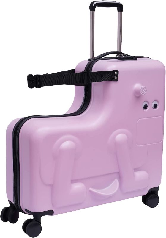 Photo 1 of CNCEST 20"/24" Kid's Ride-on Travel Suitcase,Travel Rolling Luggage with Wheels Carry Trolley Luggage with Password Lock,Children's Ride On (24“ Pink)
