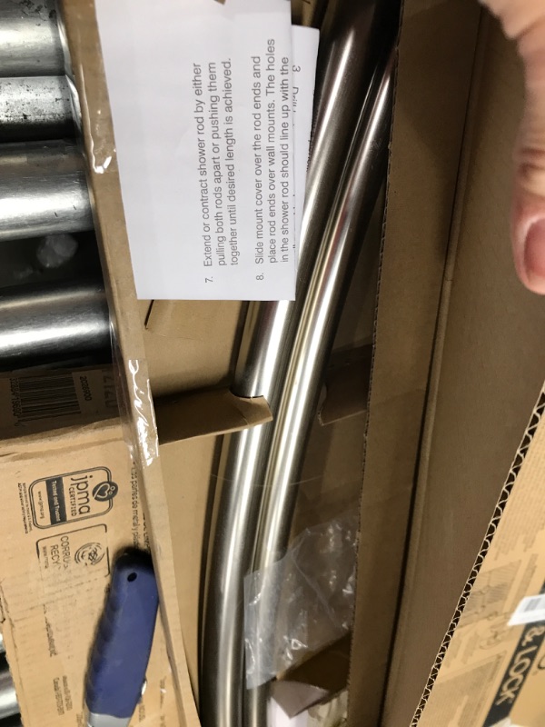 Photo 1 of Bath Bliss Curved Shower Rod | Adjustable 42"-72" Inch | Bathroom Shower Curtain and Liner Rod | 33% More Space | Wall Mounted | Easy Installation | Satin