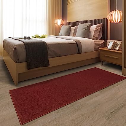 Photo 1 of Ottomanson Ottohome Collection Non-Slip Rubberback Modern Solid Design 2x6 Indoor Runner Rug, 2'2" x 6', Red

