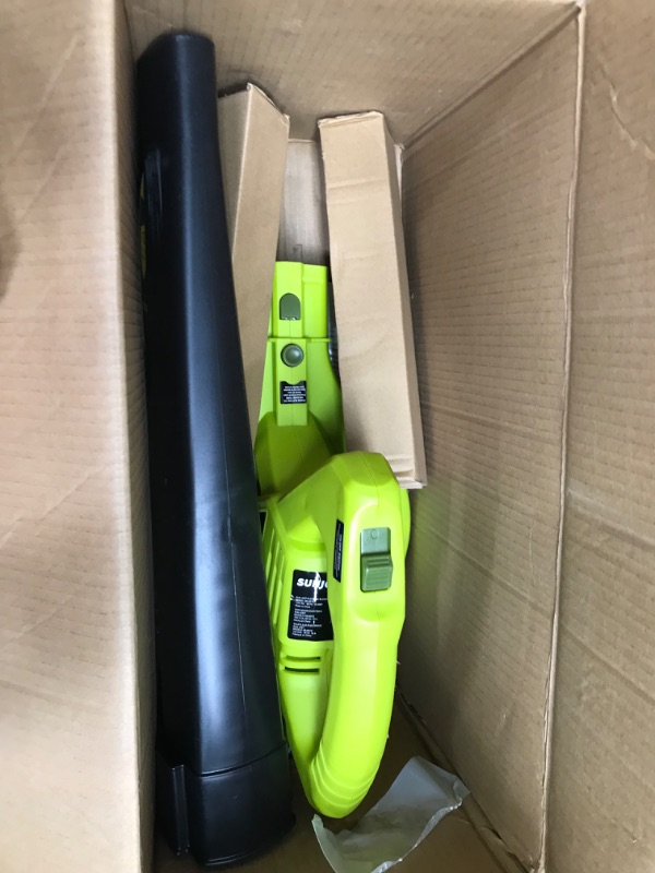 Photo 1 of Sun Joe SBJ601E 10 Amp 215 Max MPH All-Purpose 2-Speed Electric Blower, Green Leaf Blower Green Up to 215MPH