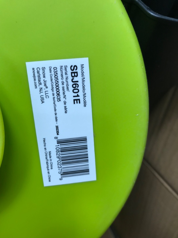 Photo 1 of Sun Joe SBJ601E 10 Amp 215 Max MPH All-Purpose 2-Speed Electric Blower, Green Leaf Blower Green Up to 215MPH